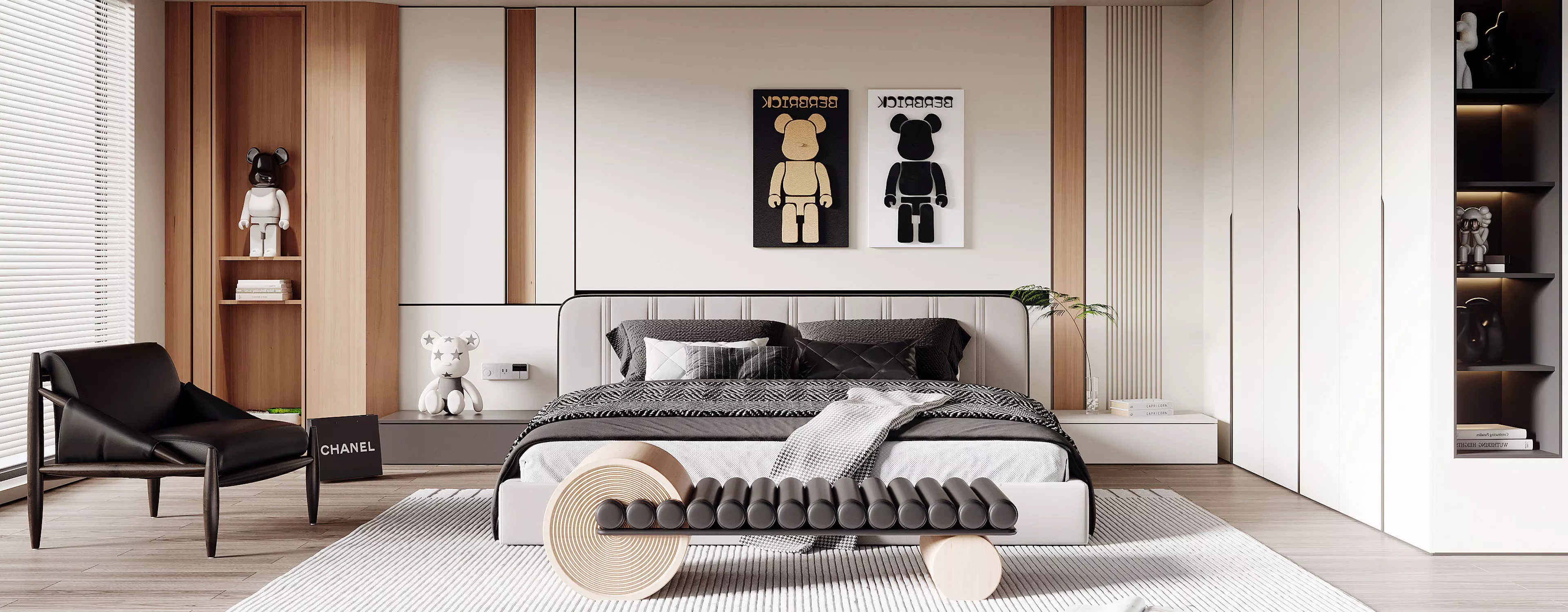 bedroom modern with furniture 3D model_0