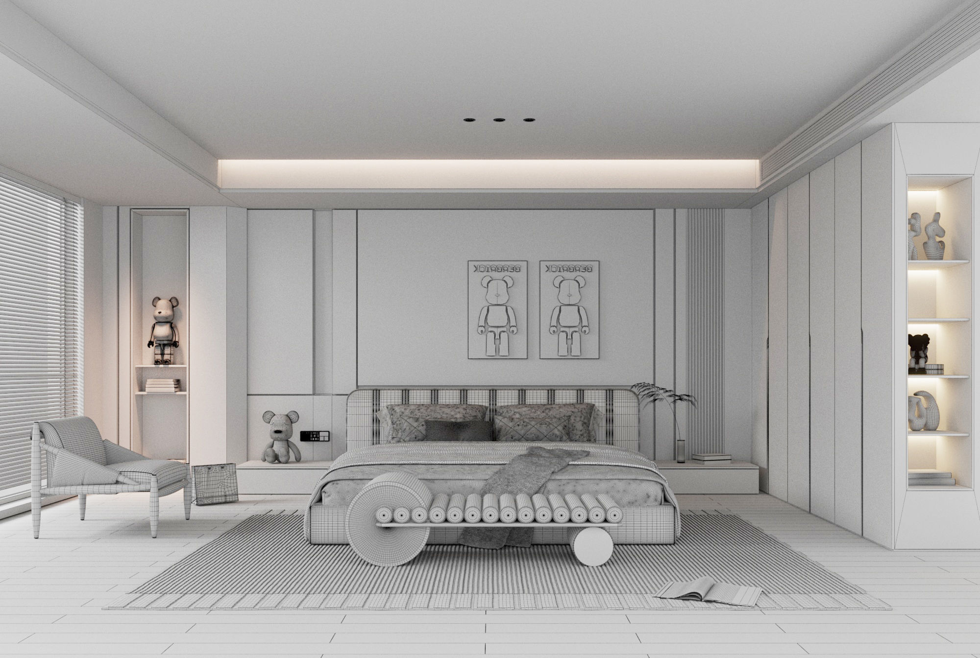 bedroom modern with furniture 3D model_5