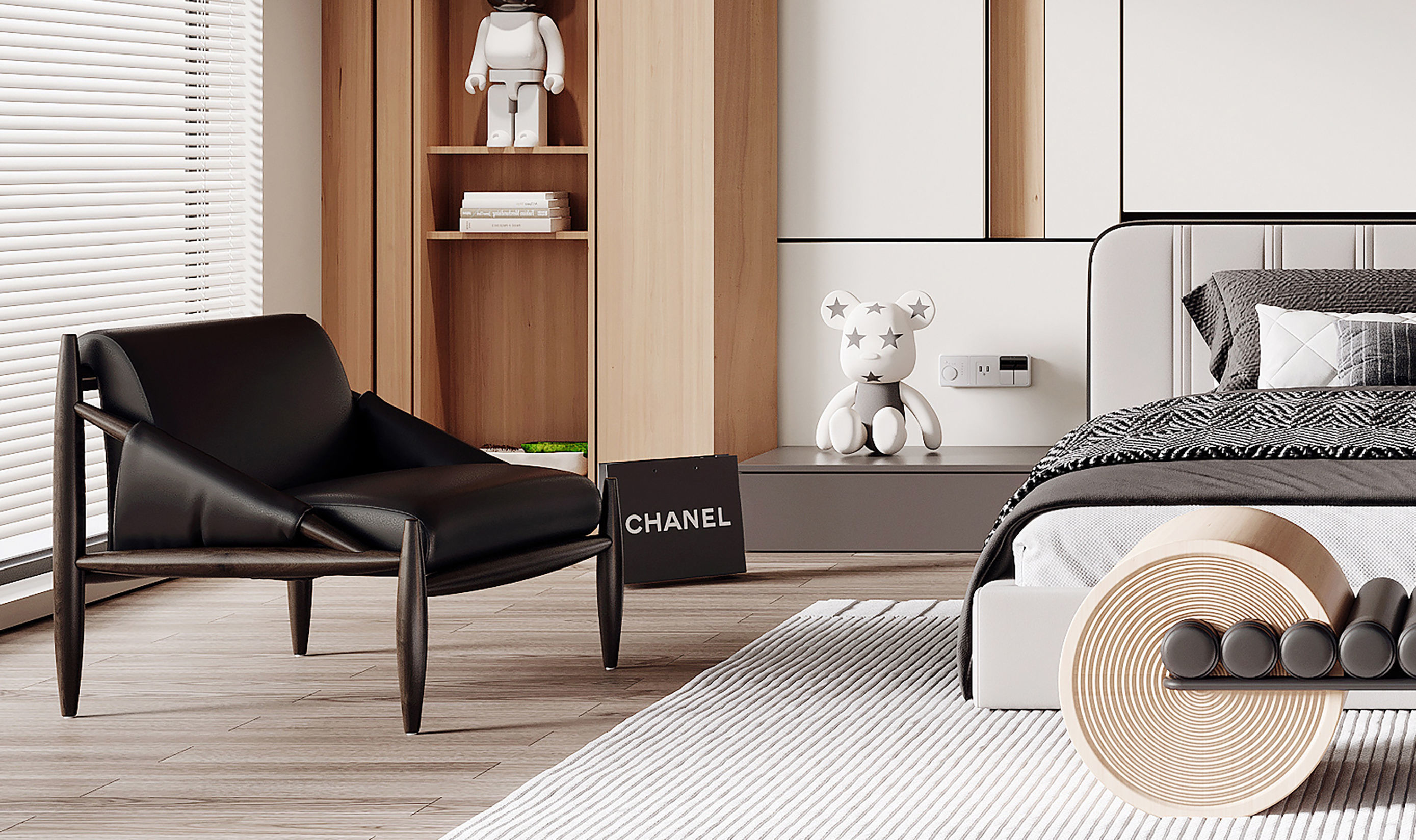 bedroom modern with furniture 3D model_4