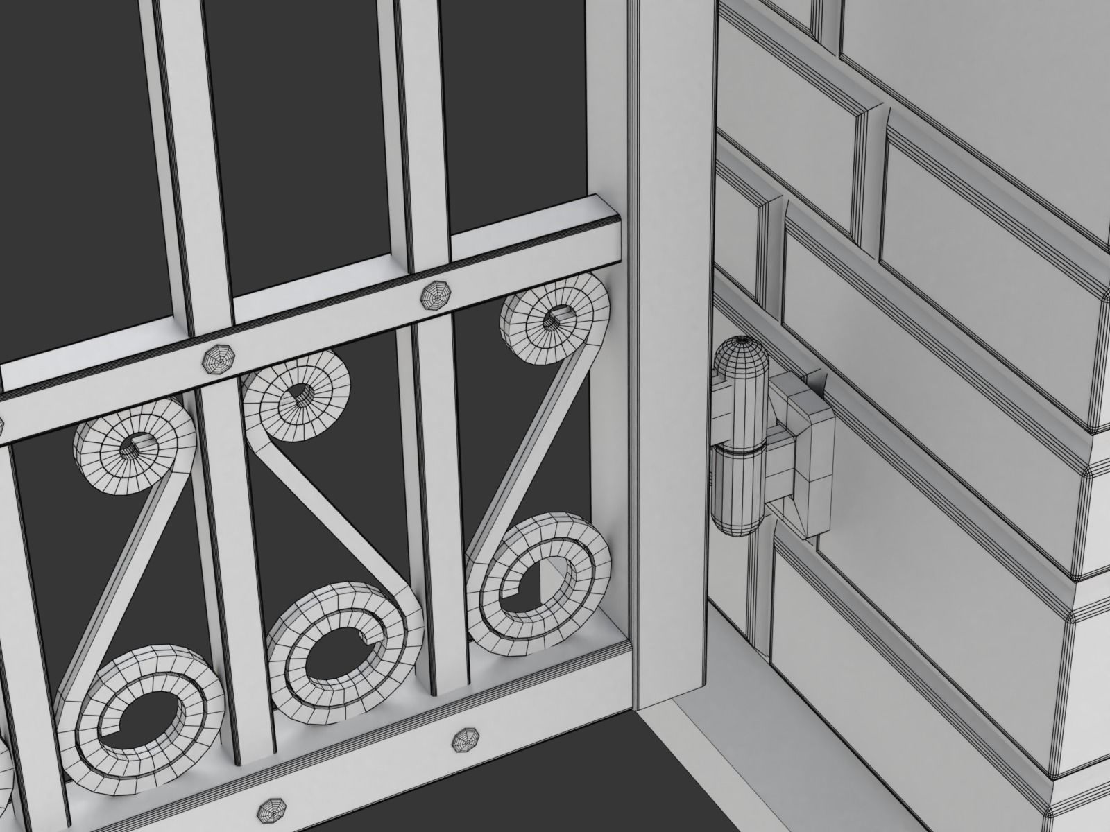 Opening Iron Gate Animation 3D model_15