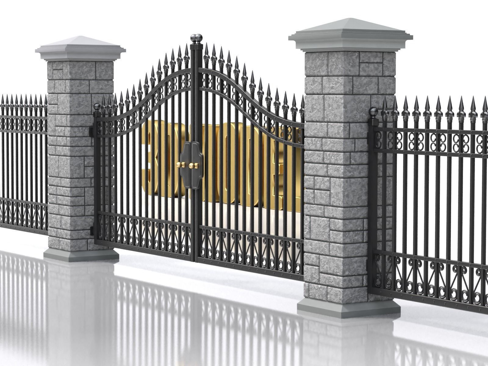 Opening Iron Gate Animation 3D model_2