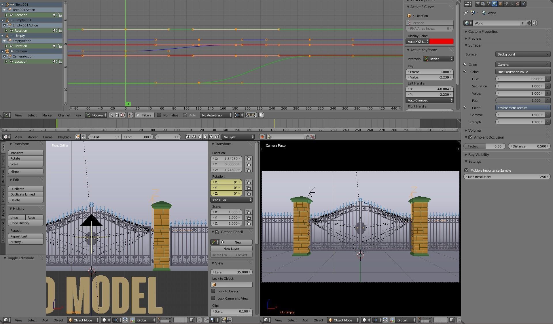 Opening Iron Gate Animation 3D model_9