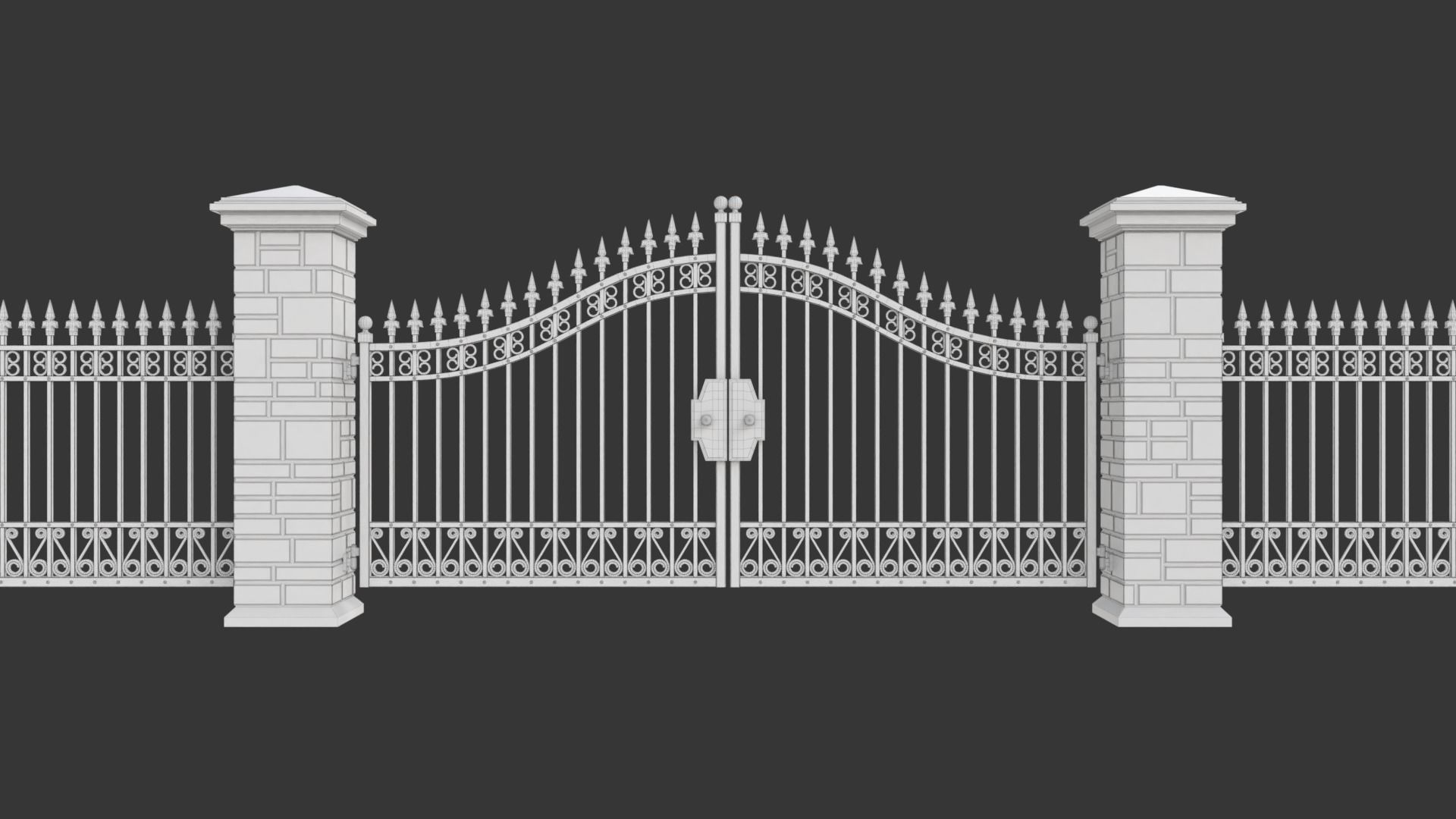 Opening Iron Gate Animation 3D model_12