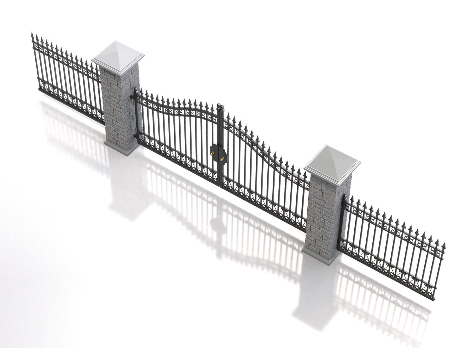 Opening Iron Gate Animation 3D model_5