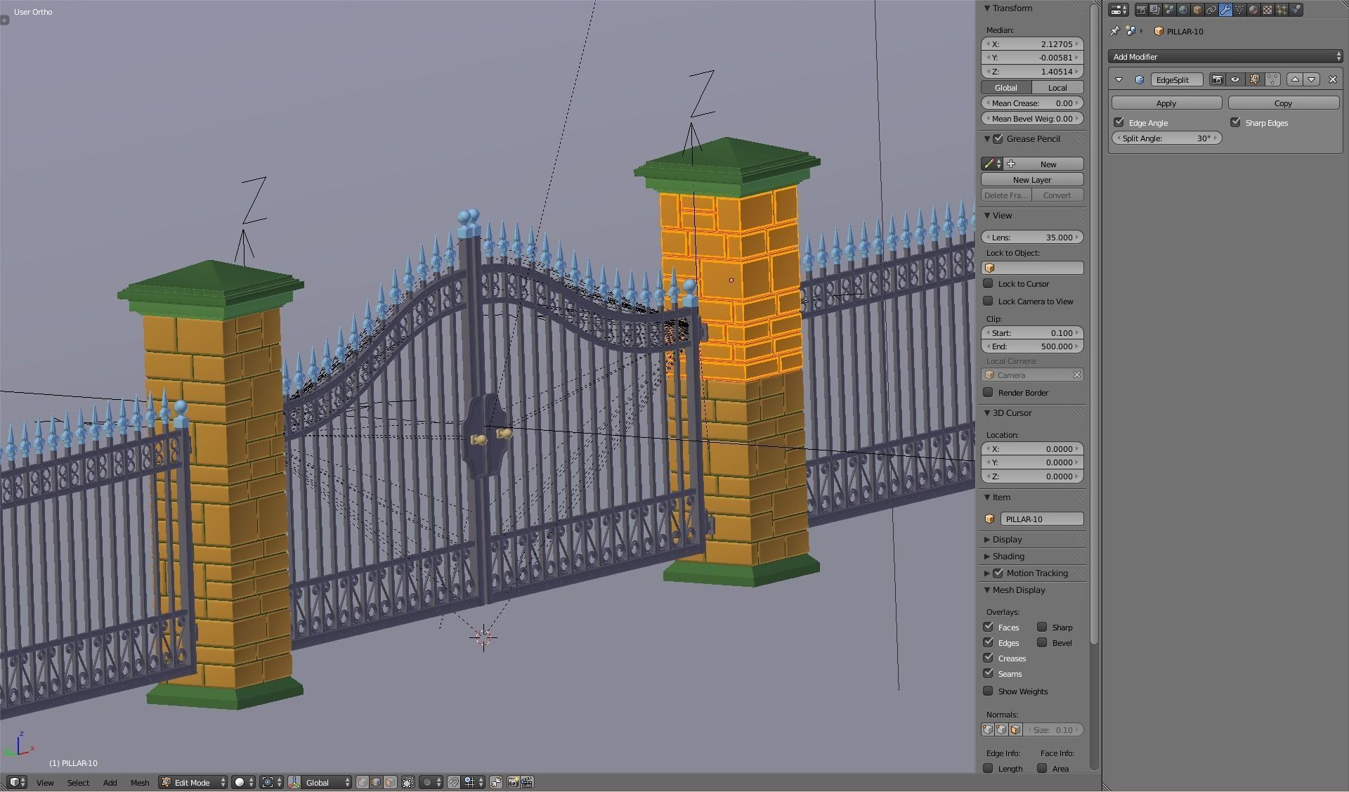 Opening Iron Gate Animation 3D model_10