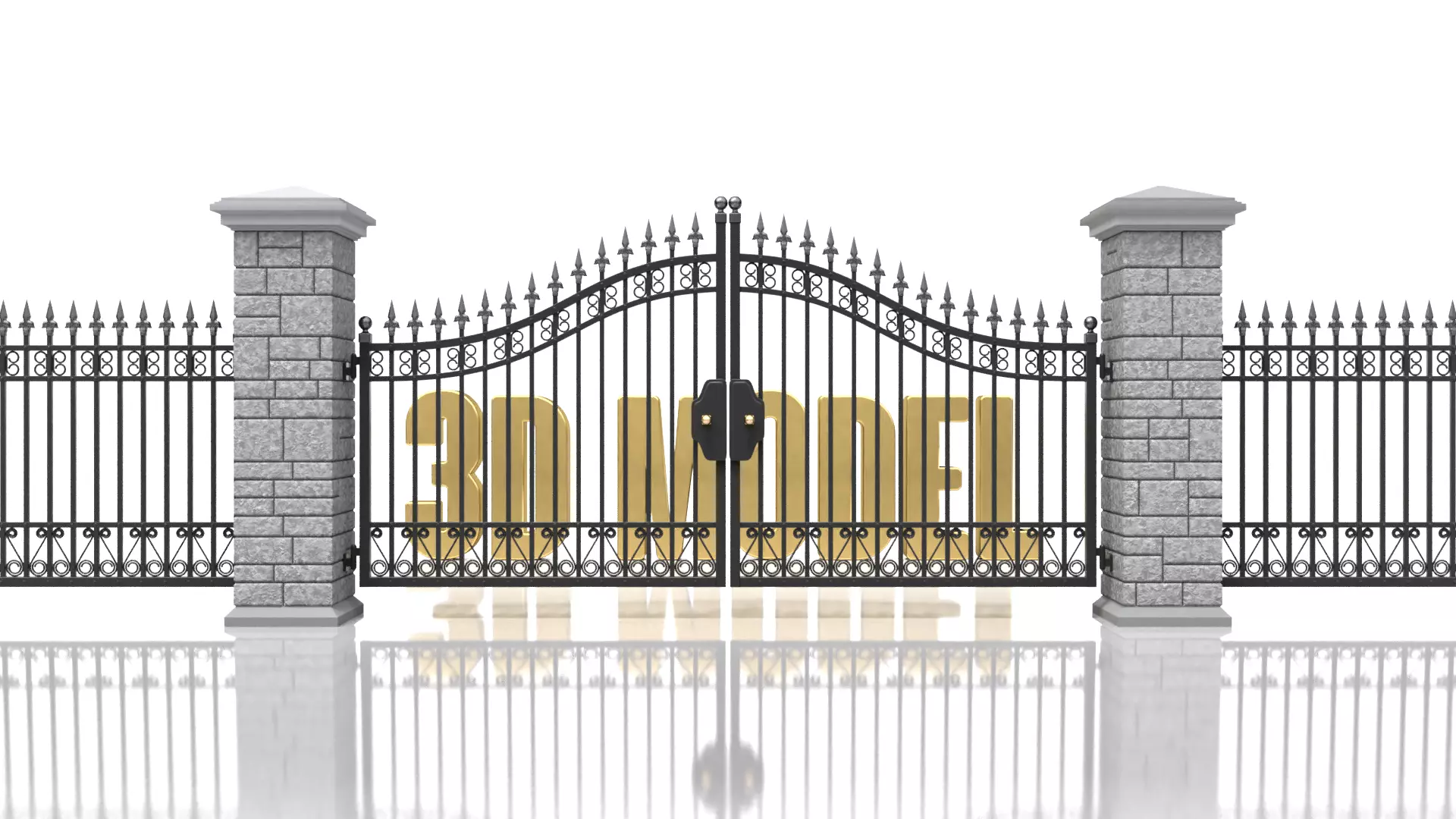 Opening Iron Gate Animation 3D model_0