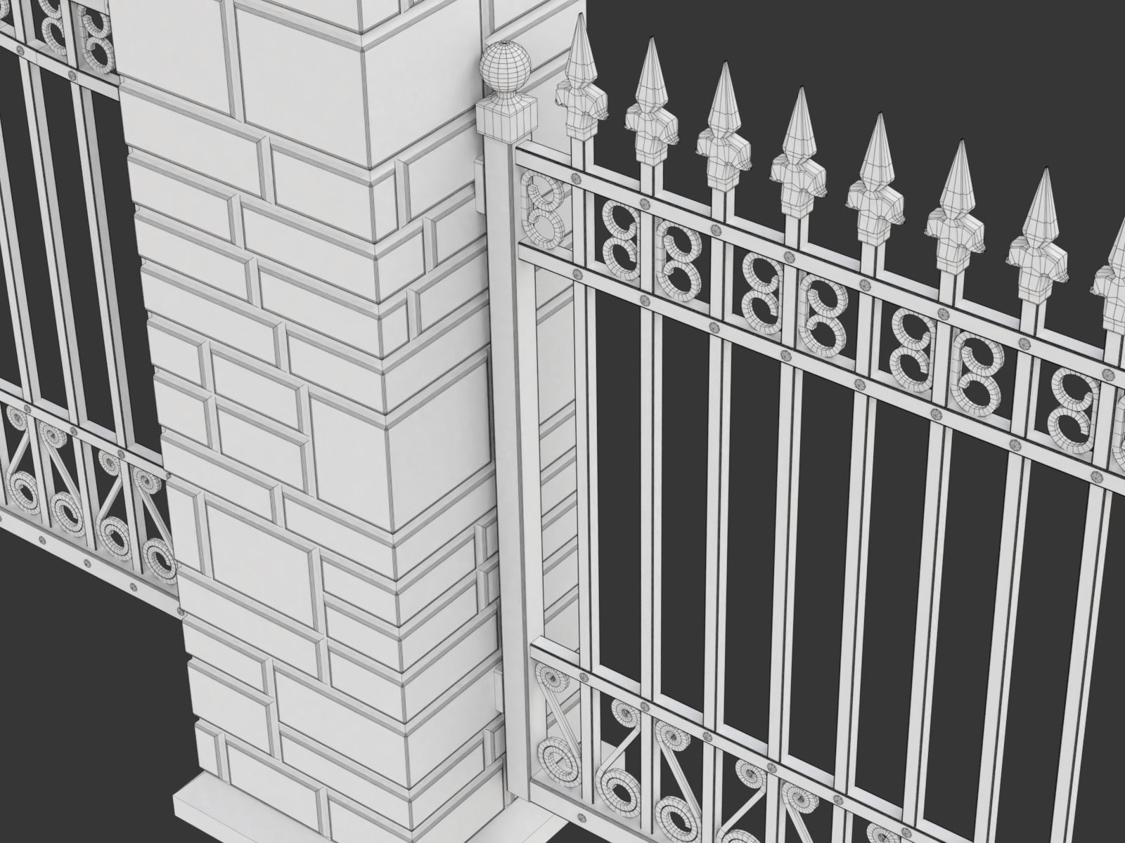 Opening Iron Gate Animation 3D model_14