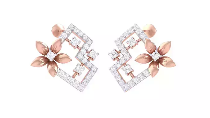 Women Stud Earrings 3dm STL OBJ FBX Renders Details