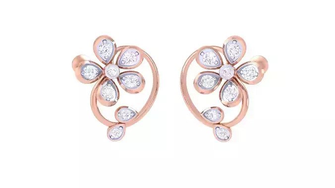 Women Stud Earrings 3dm STL OBJ FBX Renders Details