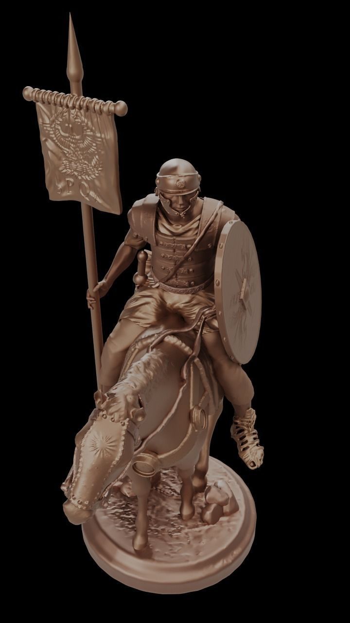 Roman Horseman with Aquila  3D print model_4