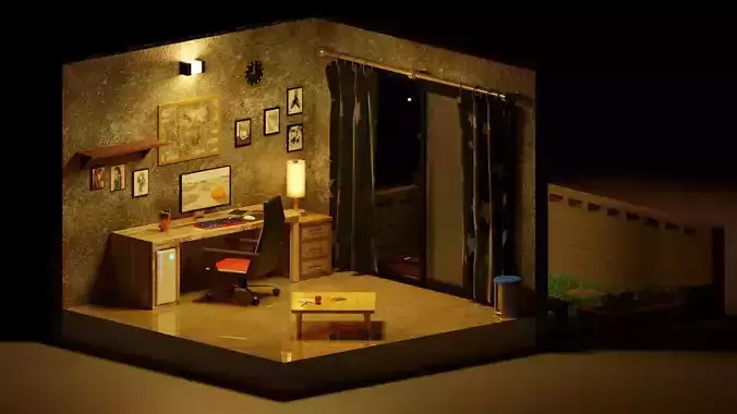 Isometric  Home office 3D model