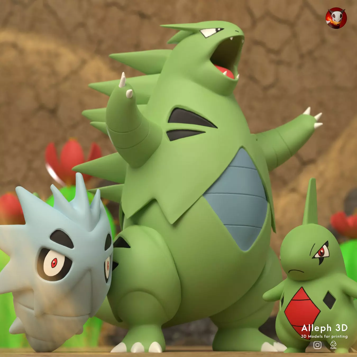 Pokemon larvitar evolution pack 3D print model_0