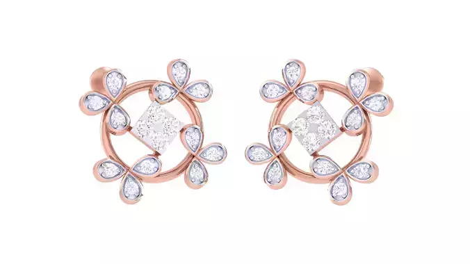 Women Stud Earrings 3dm STL OBJ FBX Renders Details