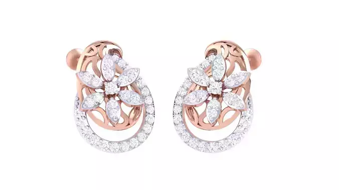 Women Stud Earrings 3dm STL OBJ FBX Renders Details