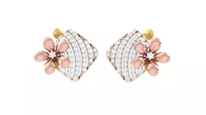 Women Stud Earrings 3dm STL OBJ FBX Renders Details