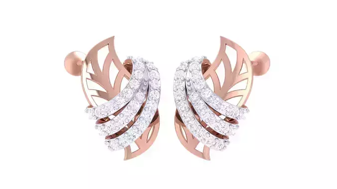 Women Stud Earrings 3dm STL OBJ FBX Renders Details