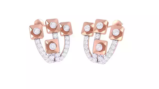 Women Stud Earrings 3dm STL OBJ FBX Renders Details