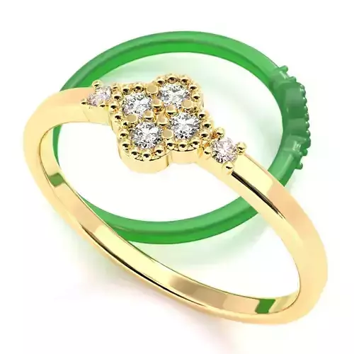 Diamond Clover Ring Vintage Style Wedding Ring