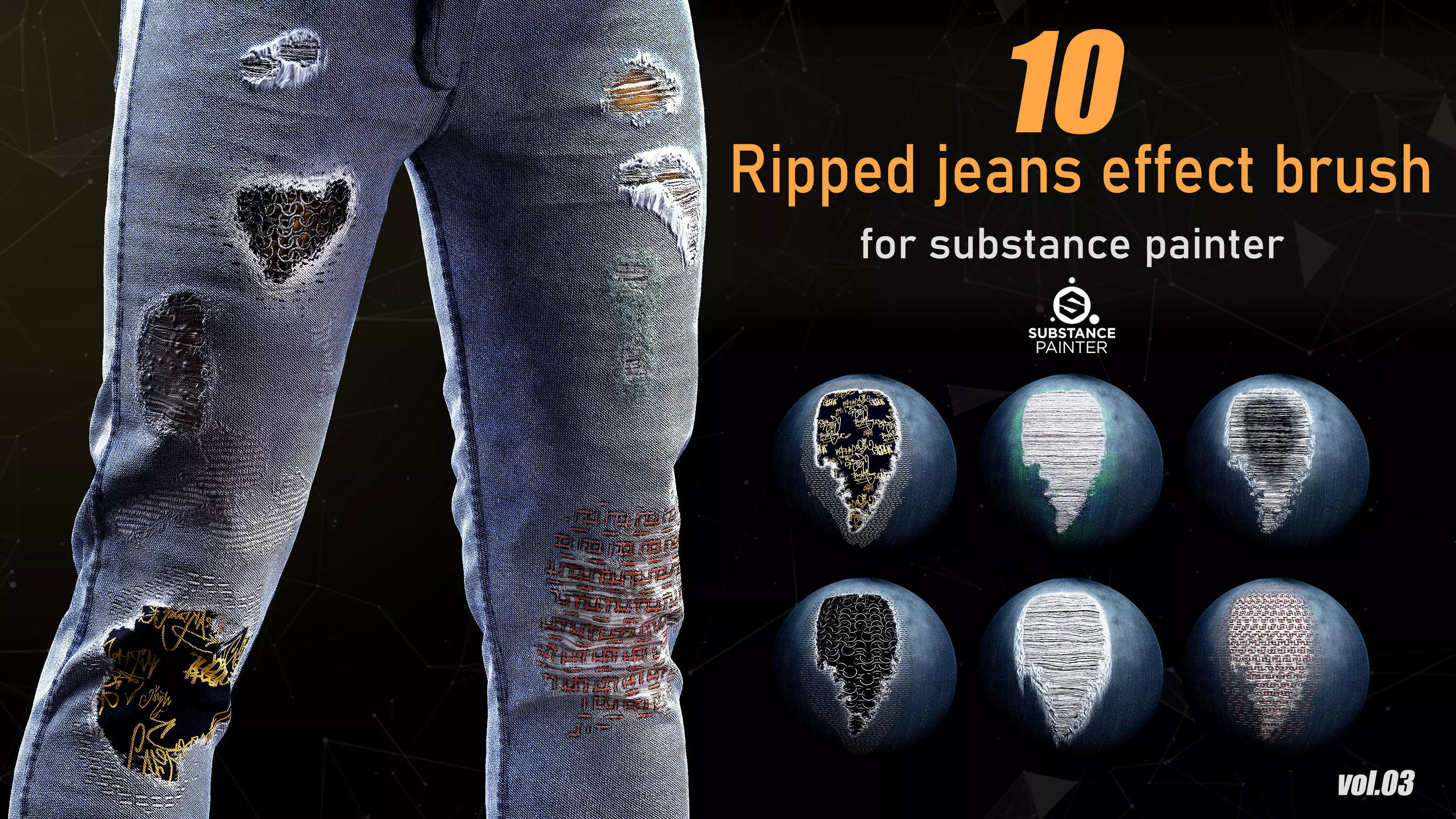 Ripped jeans effect brush for substance painter VOL03 Texture_0