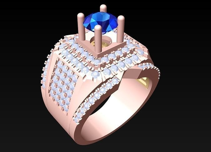 Diamond Rings - Mens Ring - N247 3D print model