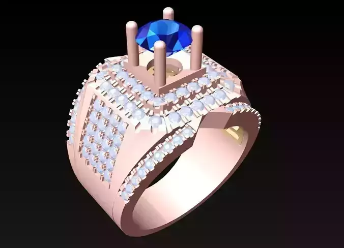 Diamond Rings - Mens Ring - N247 3D print model