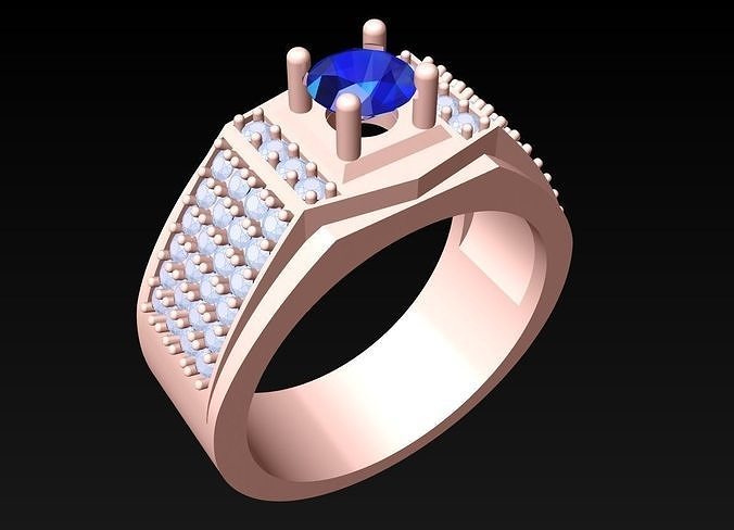 Diamond Rings - Mens Ring - N3706 3D print model