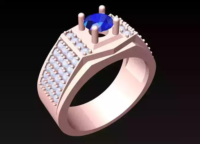 Diamond Rings - Mens Ring - N3706 3D print model