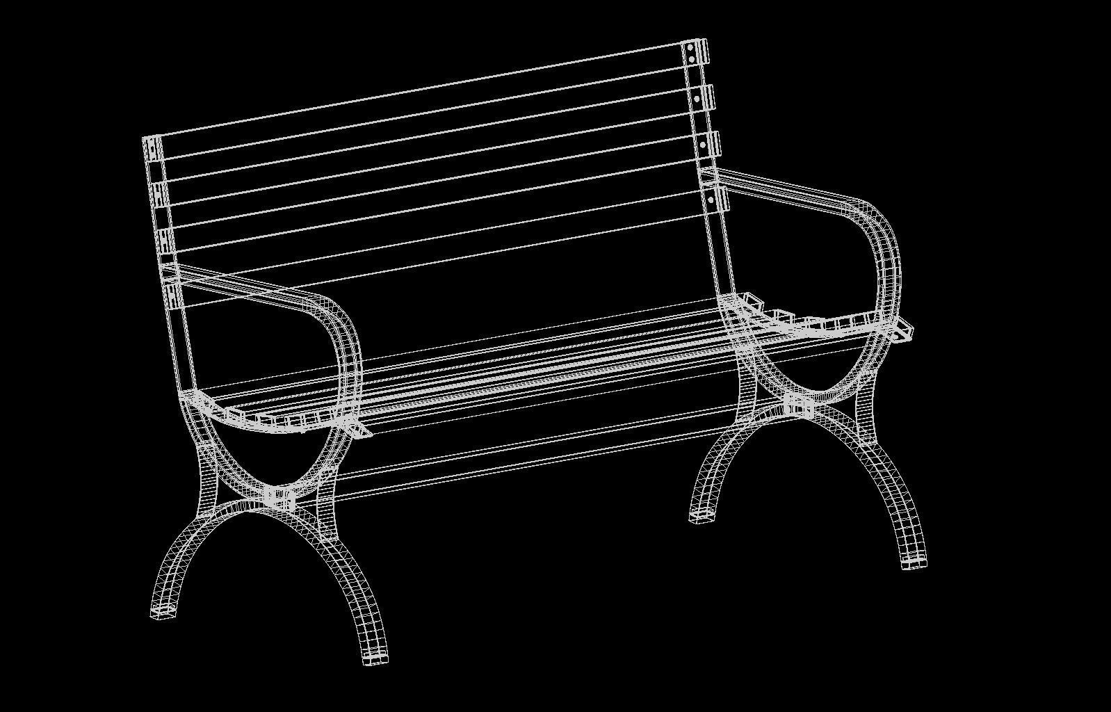 Metal Bench main 3D model_7