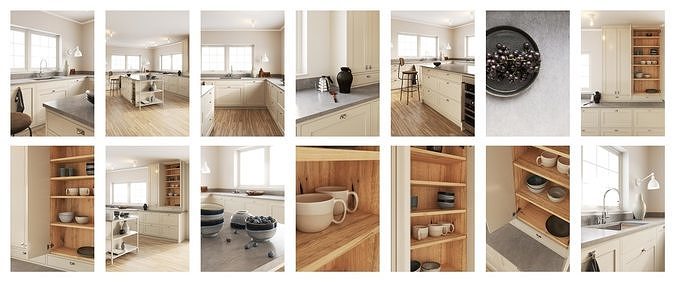 polypasta - Scandinavian Kitchen Scene 2K 3D model 3