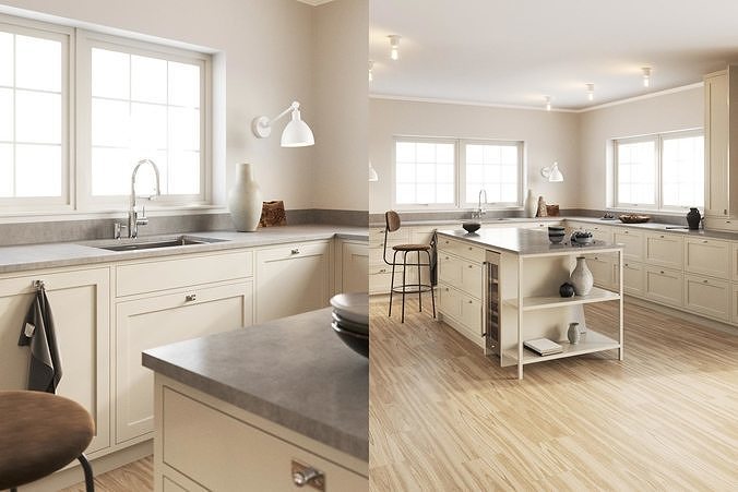 polypasta - Scandinavian Kitchen Scene 2K 3D model 4