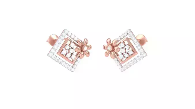 Women Stud Earrings 3dm STL OBJ FBX Renders Details 3D print model