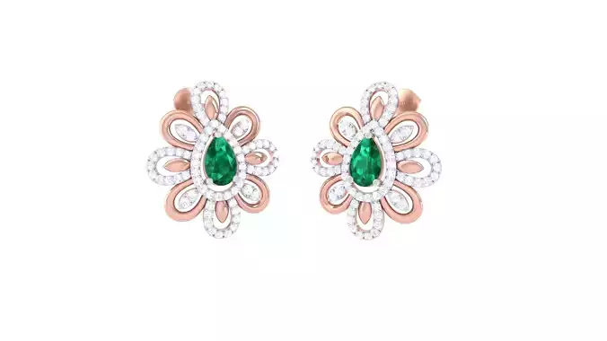 Women Stud Earrings 3dm STL OBJ FBX Renders Details