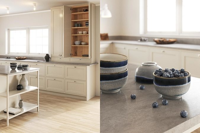 polypasta - Scandinavian Kitchen Scene 8K 3D model 5