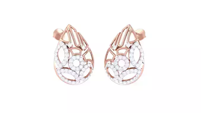 Women Stud Earrings 3dm STL OBJ FBX Renders Details 3D print model