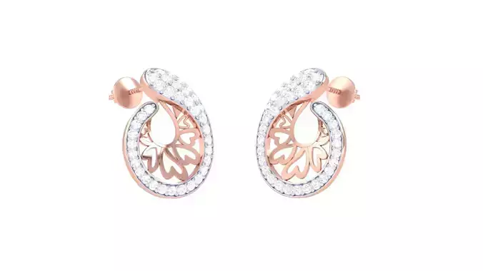 Women Stud Earrings 3dm STL OBJ FBX Renders Details 3D print model