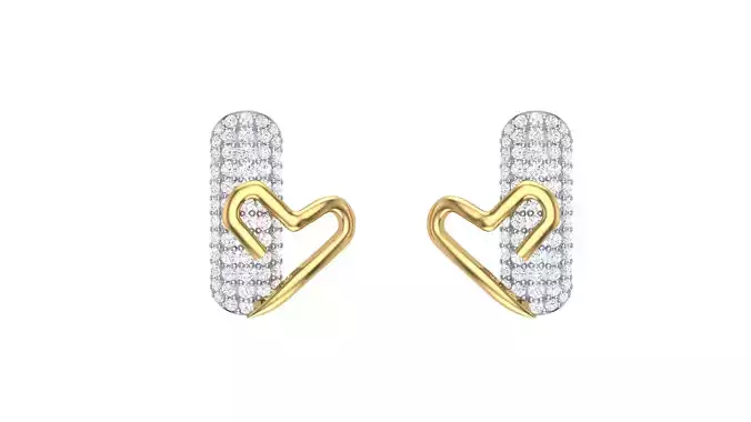 Women Heart Stud Earrings STL OBJ FBX Renders Details 3D print model