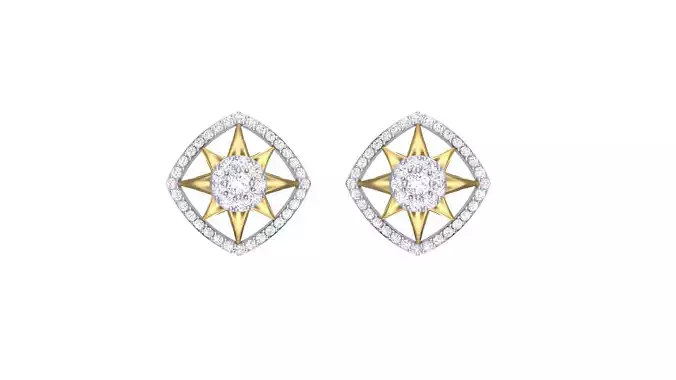 Women Stud Earrings STL OBJ FBX Renders Details