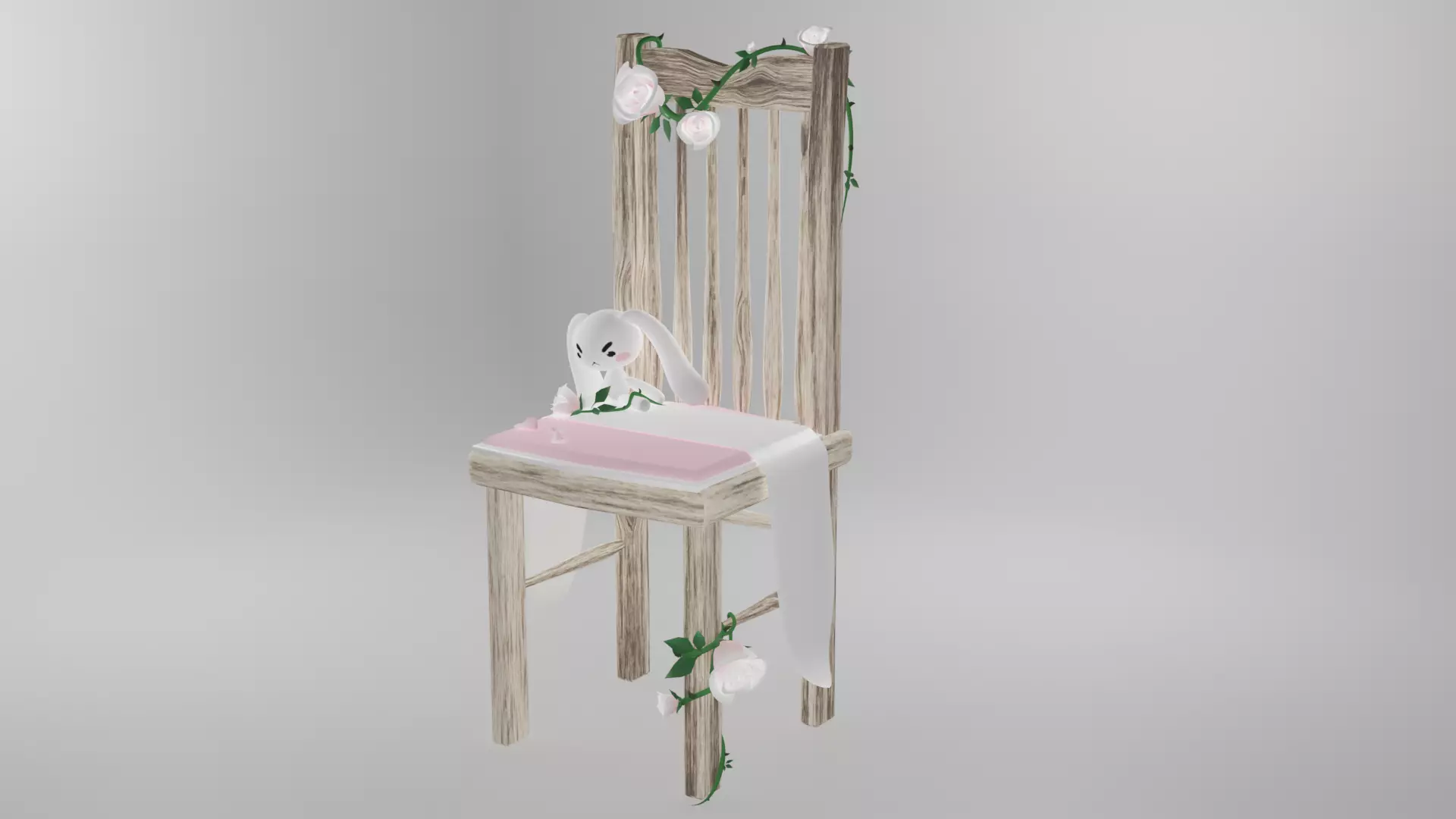 Wooden Chair Kawaii Rabbit Low Poly Free 3D model