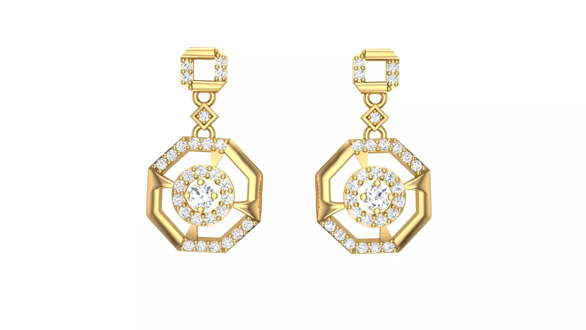 Women Earrings STL OBJ FBX Renders Details 3D print model_0