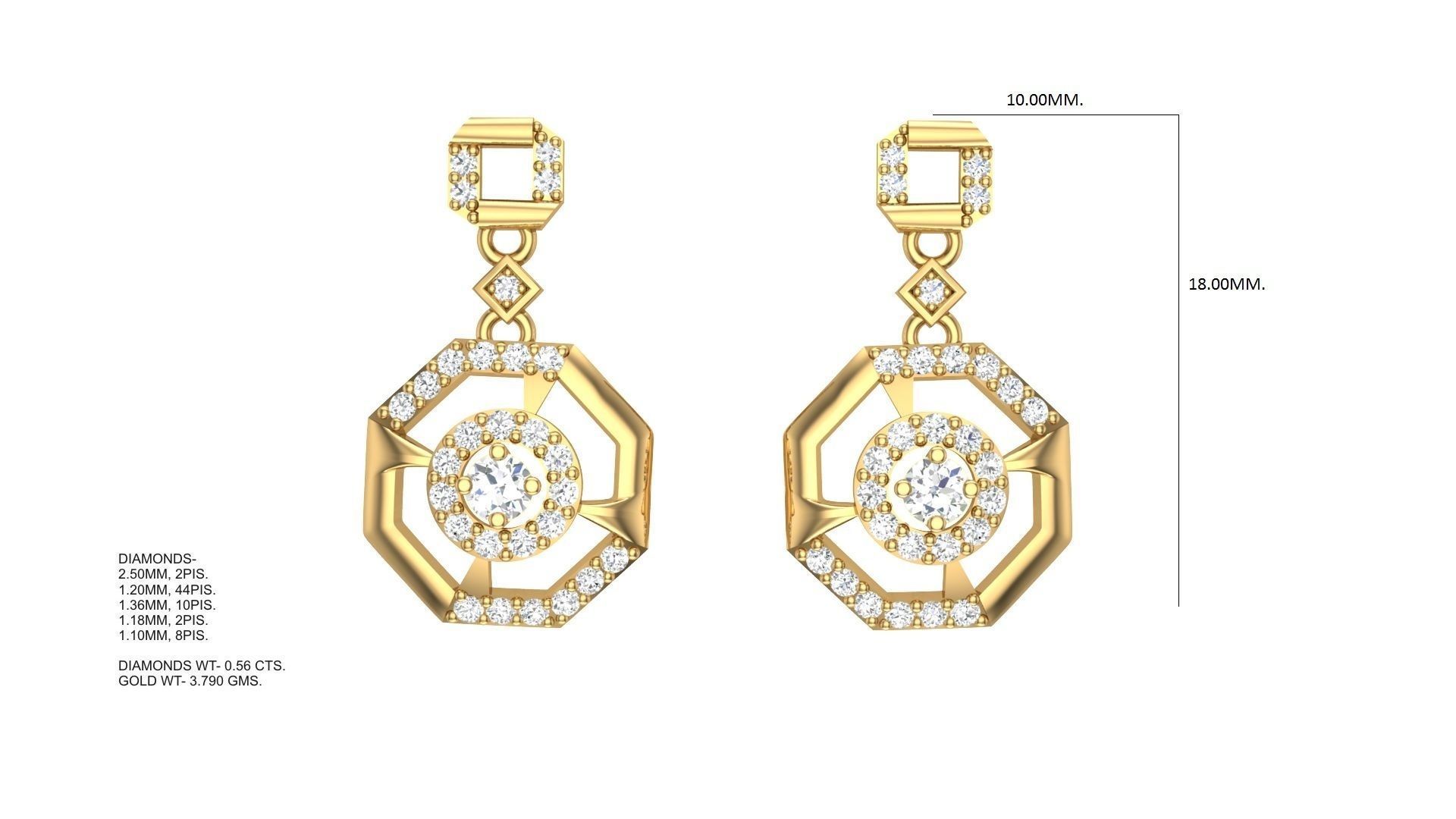 Women Earrings STL OBJ FBX Renders Details 3D print model_2