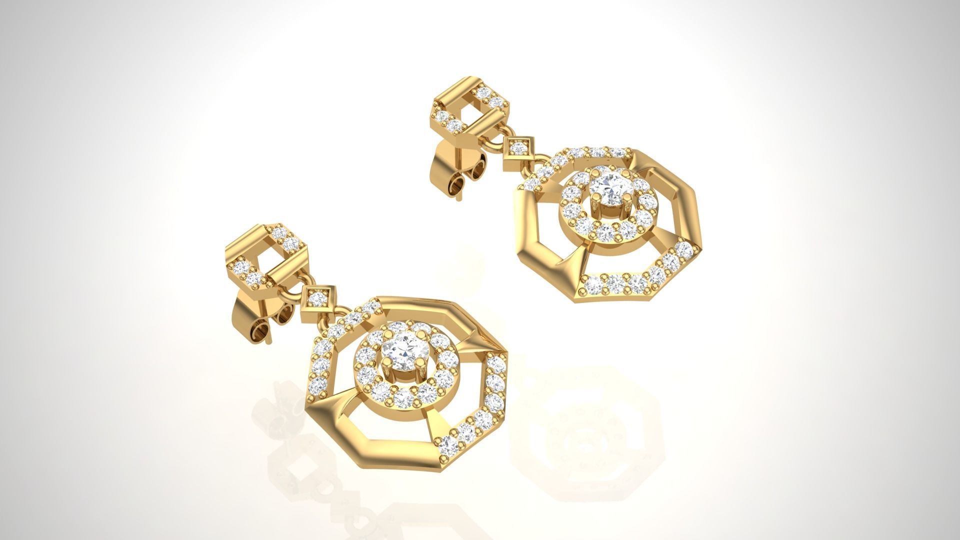 Women Earrings STL OBJ FBX Renders Details 3D print model_1