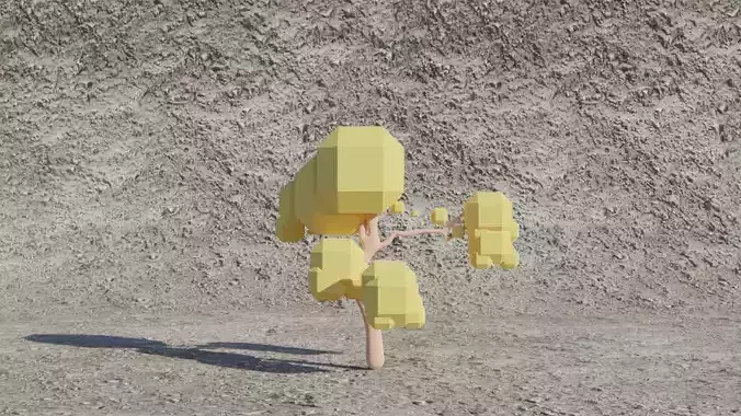 Sci-Fi Fantasy Low-Poly Game-Ready Tree 2 - Yellow Low-poly 3D model
