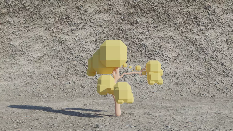 Sci-Fi Fantasy Low-Poly Game-Ready Tree 2 - Yellow Low-poly 3D model_0