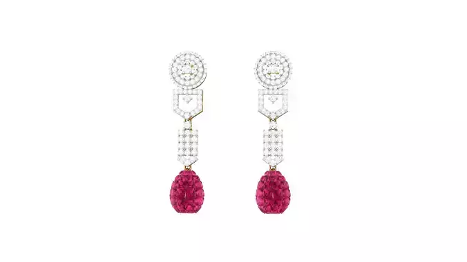 Women Earrings STL OBJ FBX Renders Details