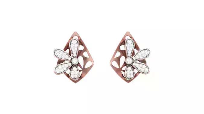 Women Stud Earrings STL OBJ FBX Renders Details