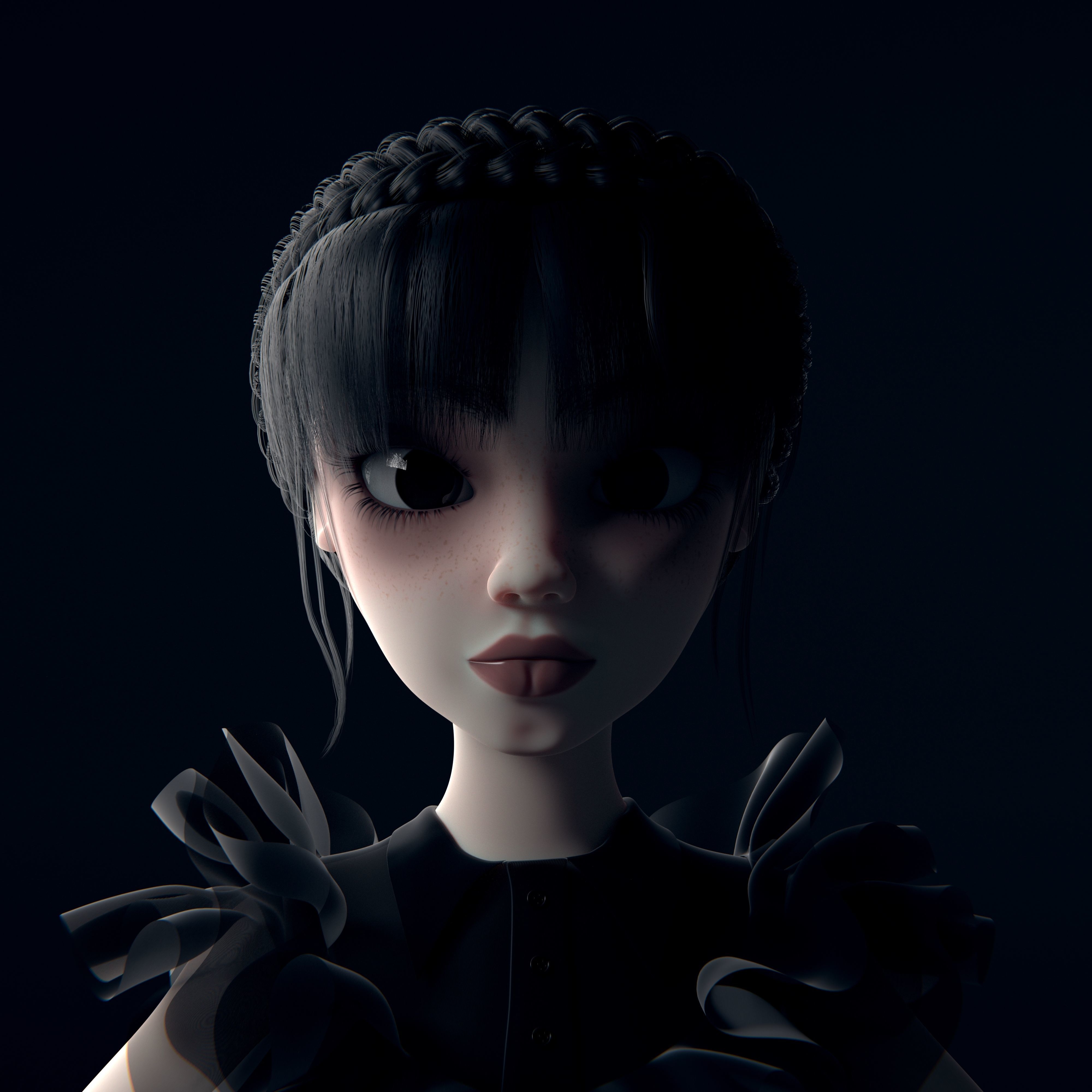 Wednesday Addams LowPoly Pack of Two Rigged 3D Models Low-poly 3D model_27