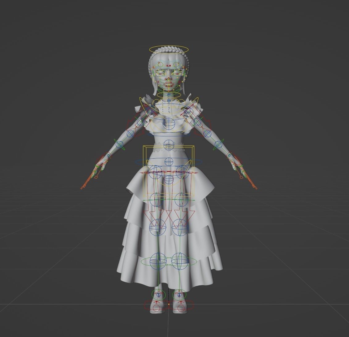 Wednesday Addams LowPoly Pack of Two Rigged 3D Models Low-poly 3D model_32