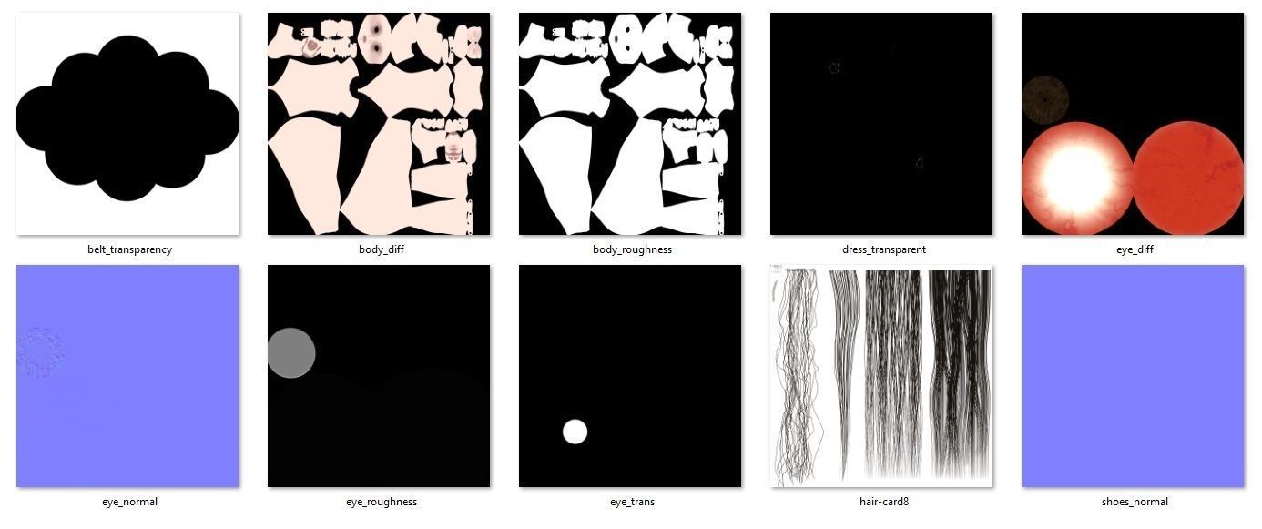 Wednesday Addams LowPoly Pack of Two Rigged 3D Models Low-poly 3D model_33