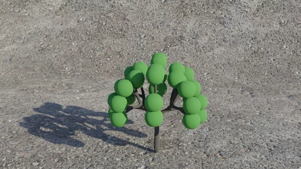 Sci-Fi Fantasy Low-Poly Game-Ready Tree 3 - Green Low-poly 3D model_0