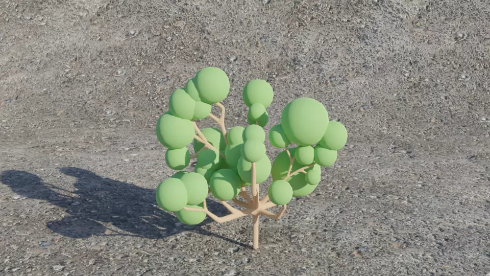 Sci-Fi Fantasy Low-Poly Game-Ready Tree 4 - Light Green 2 Low-poly 3D model_0